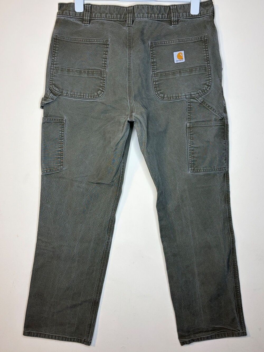 CARHARTT RUGGED FLEX RELAXED FIT WORK BN3279-M GREEN CANVAS PANTS SIZE 36